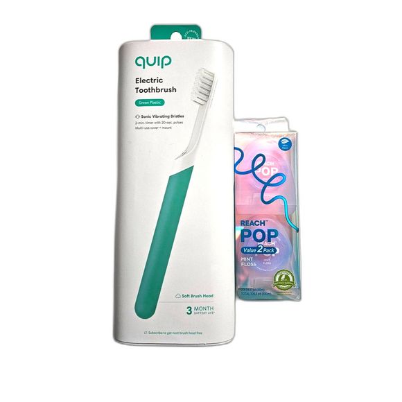 NEW Quip Electrical Toothbrush (Green) and 2-pk Reach Pop Floss - Picture 2 of 5